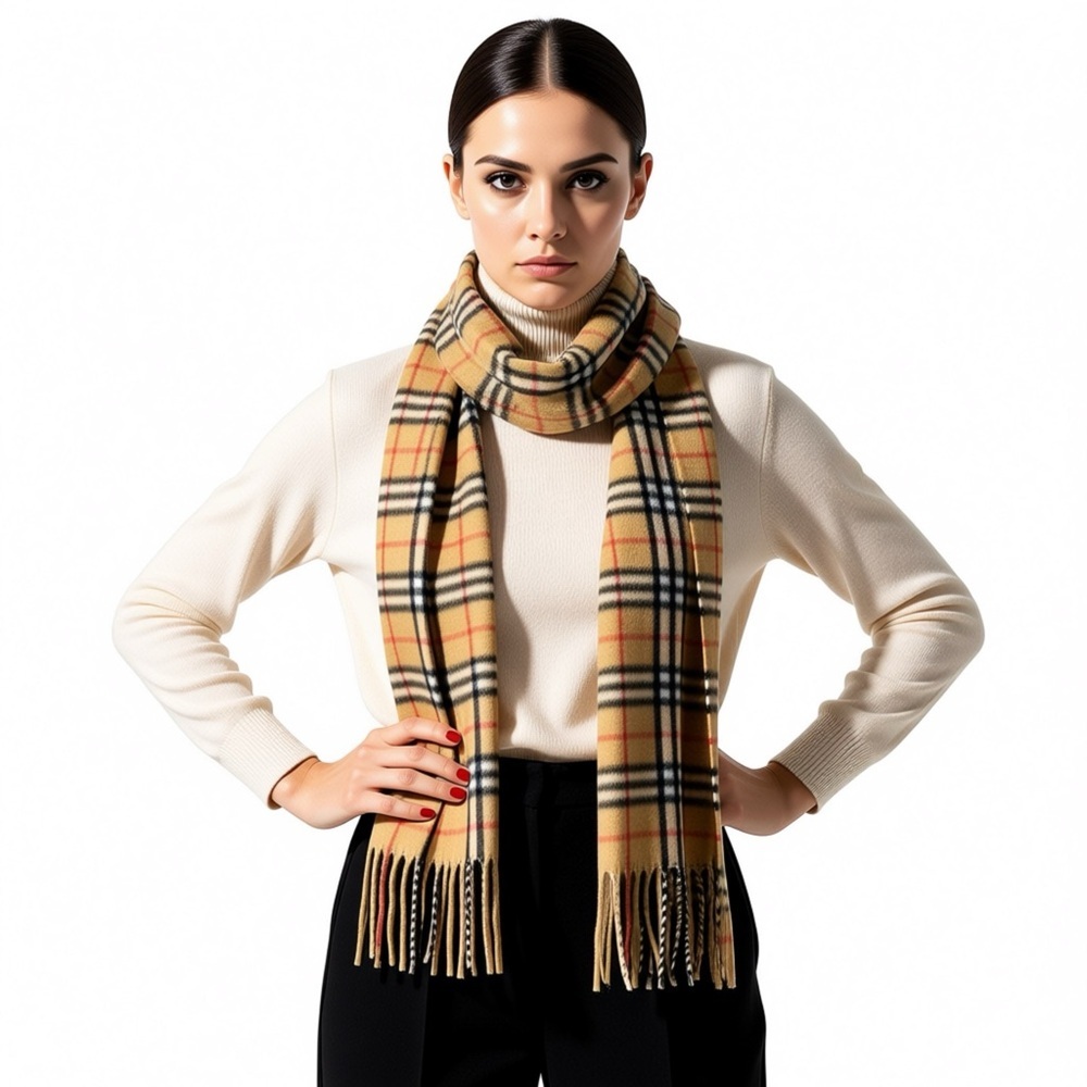 ROYAL ROSSI PLAID CASHMERE SCARF - Picture 9 of 10